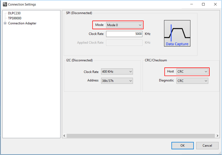  DLPC230-Q1 Automotive Control Program Communication Settings