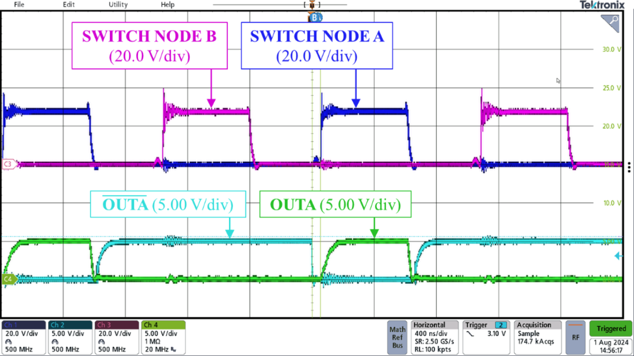  ?? PWM ??? ???? 1? ??? ??(400ns/div). ??: ??? ??????