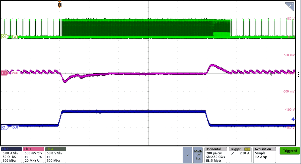 BQ25858-Q1 BQ25858B-Q1 Forward Mode 5V Transient
Reponse with 48Vin BQ25858-Q1 BQ25858B-Q1 Forward Mode 5V Transient
Reponse with 48Vin