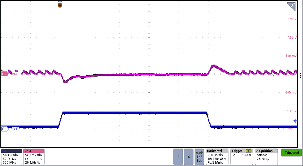 BQ25858-Q1 BQ25858B-Q1 Forward Mode 5V Transient
Reponse with 20Vin BQ25858-Q1 BQ25858B-Q1 Forward Mode 5V Transient
Reponse with 20Vin