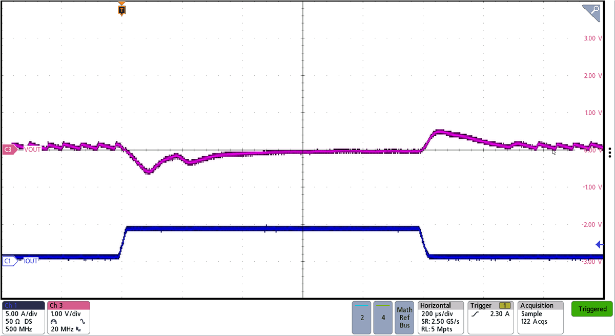 BQ25858-Q1 BQ25858B-Q1 Forward Mode 20V
Transient Reponse with 20Vin BQ25858-Q1 BQ25858B-Q1 Forward Mode 20V
Transient Reponse with 20Vin