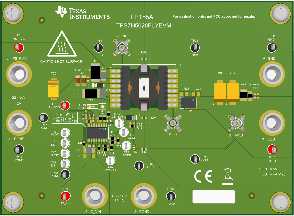  TPS7H5020FLYEVM-EVAL Top View