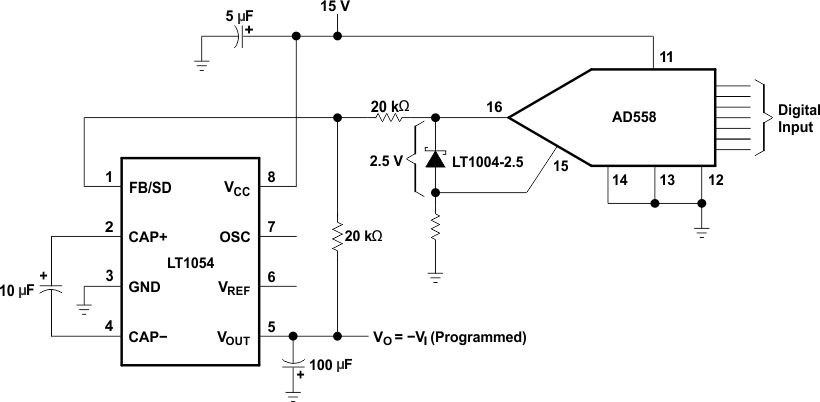 LT1054 Digitally Programmable
Negative Supply LT1054 digtally_prgrmmble_nega_spply_slvs033.gif