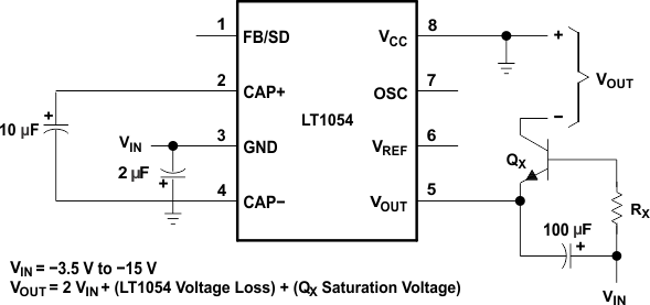 LT1054 Negative-Voltage
Doubler LT1054 nega_vltg_dblr_slvs033.gif