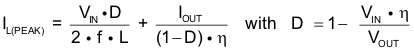 TPS61253 TPS61254 TPS61256 TPS61258 TPS61259 TPS612592 TPS61253 TPS61254 TPS61256 TPS61258 TPS61259 TPS612592 eq8_Ilpeak_lvs956.gif