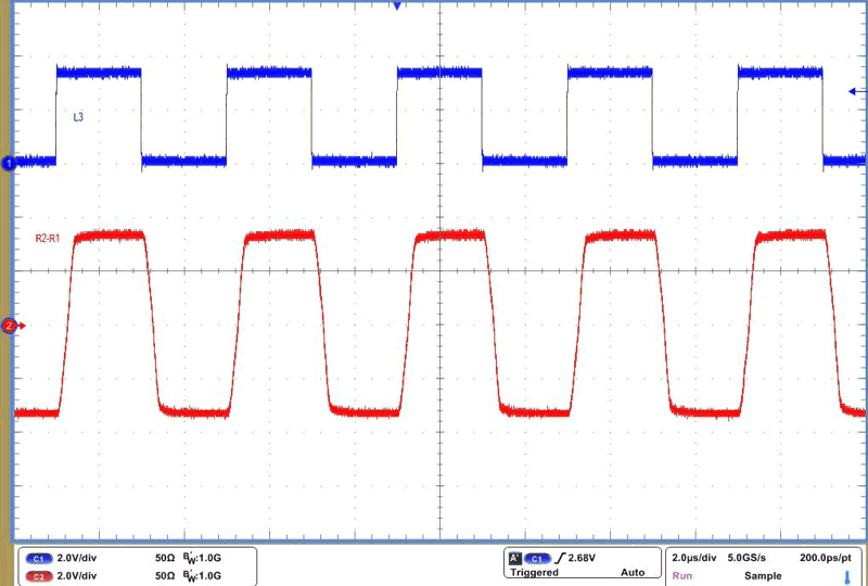 THVD4431A RS-485 Driver Waveform at
                                                  500kbps and VCC = 5V