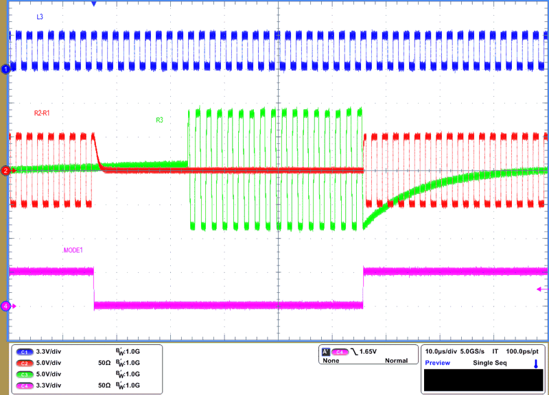 THVD4431A RS-232 to RS-485 Mode Switching Waveform