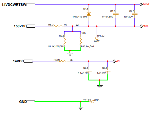 TPS7H6005-SEP Supplies and GND HDR TID Bias
                    Diagram