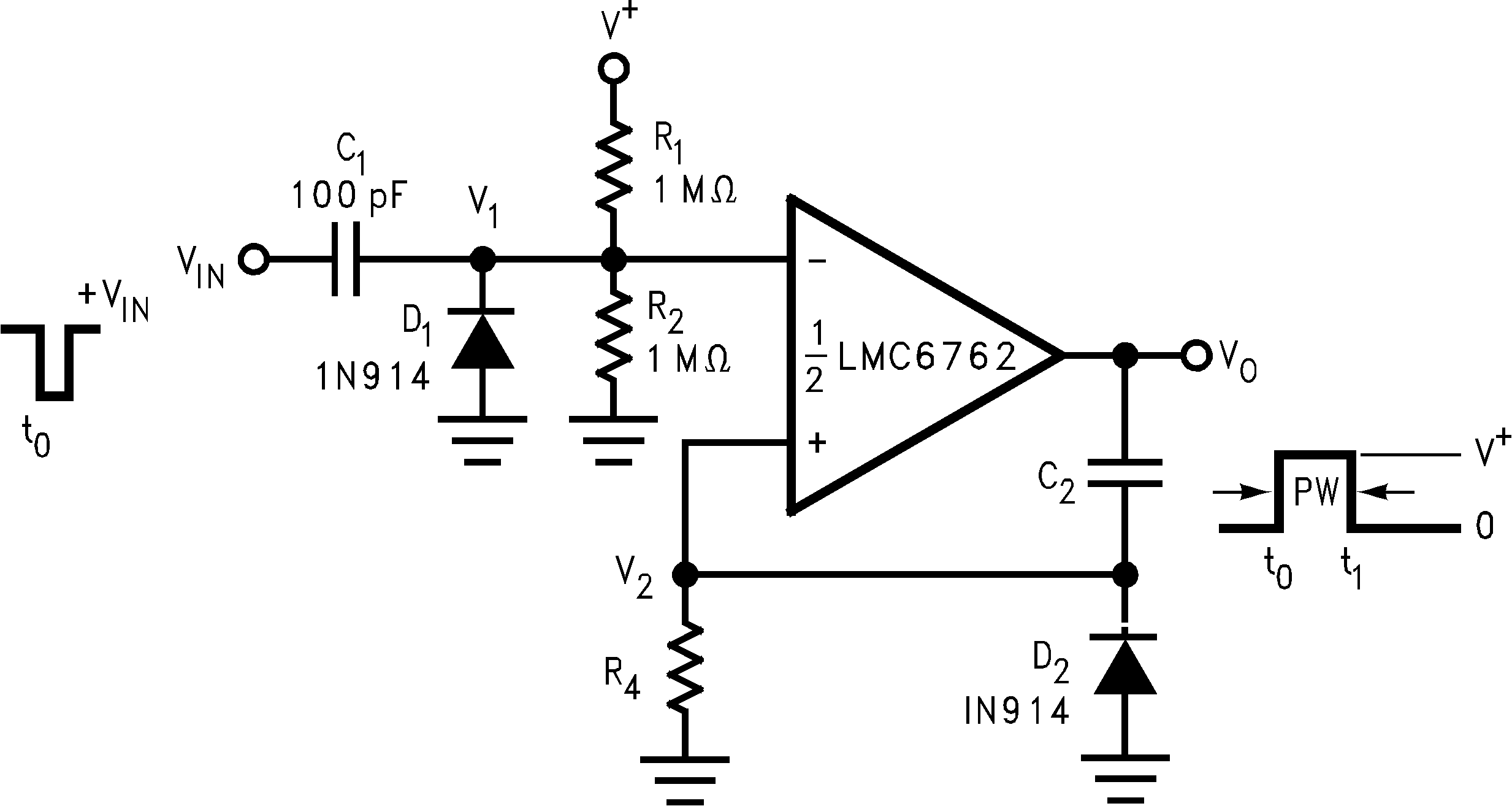 LMC6762 One-Shot Multivibrator