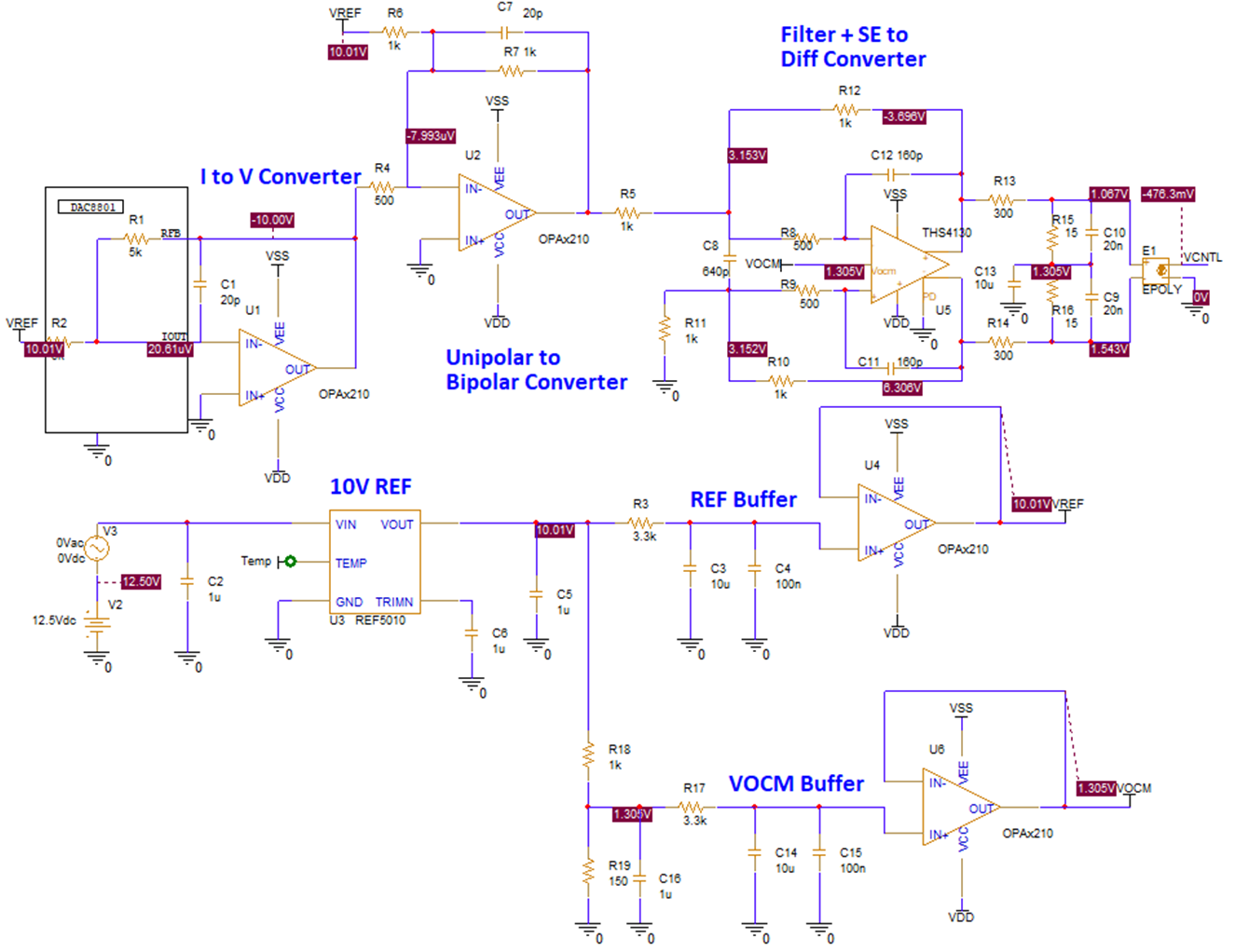 AFE58JD48 DAC8830 DAC8801 DAC81001 OPA2210 THS4130 REF5040 REF5010 建議 2 VCNTL 驅(qū)動電路的 PSpice-TI 仿真 GUID-E6ABD648-0A0F-4E0D-89A9-B6D5CEB7809C-low.png