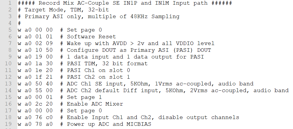  模擬單端混合寄存器設置