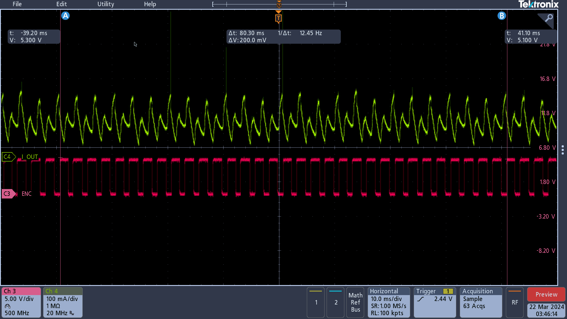  使用編碼器的實際電機轉速