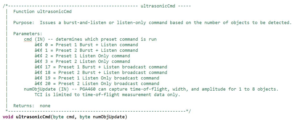 PGA460, MSPM0  UltrasonicCmd 函數