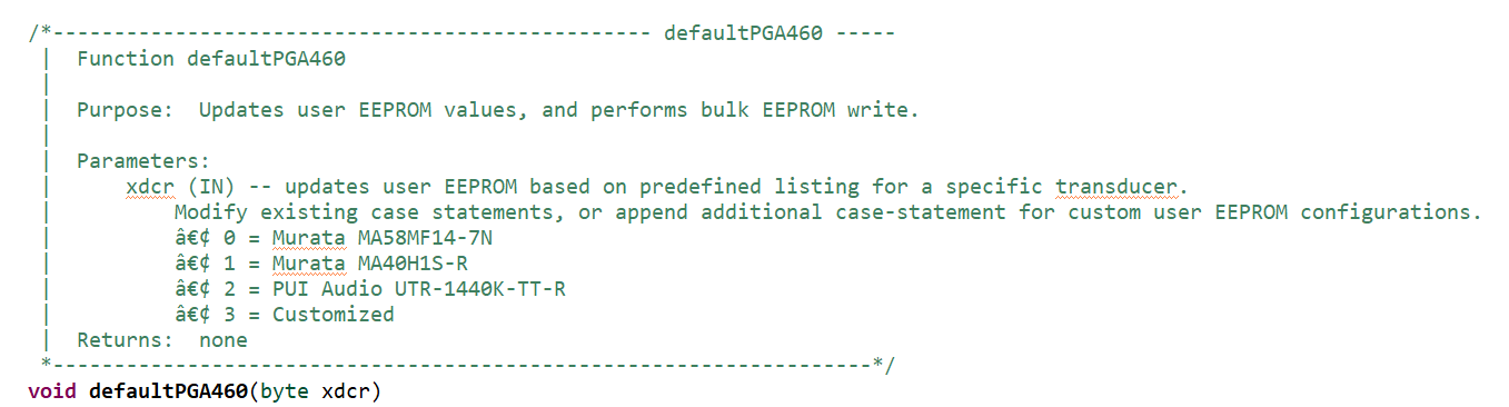 PGA460, MSPM0  PGA460 默認(rèn)配置函數(shù)