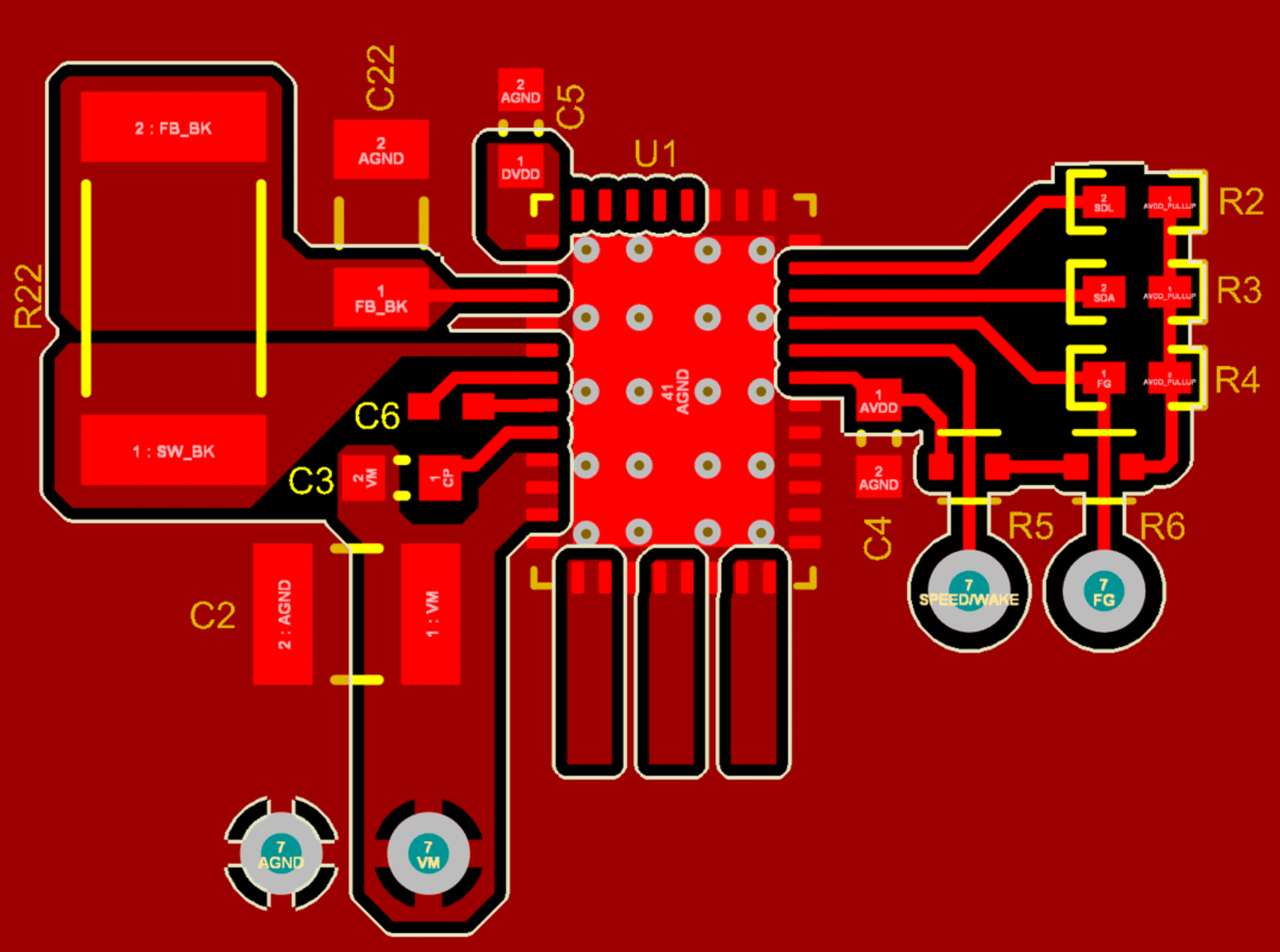  單個接地平面的 PCB 布局