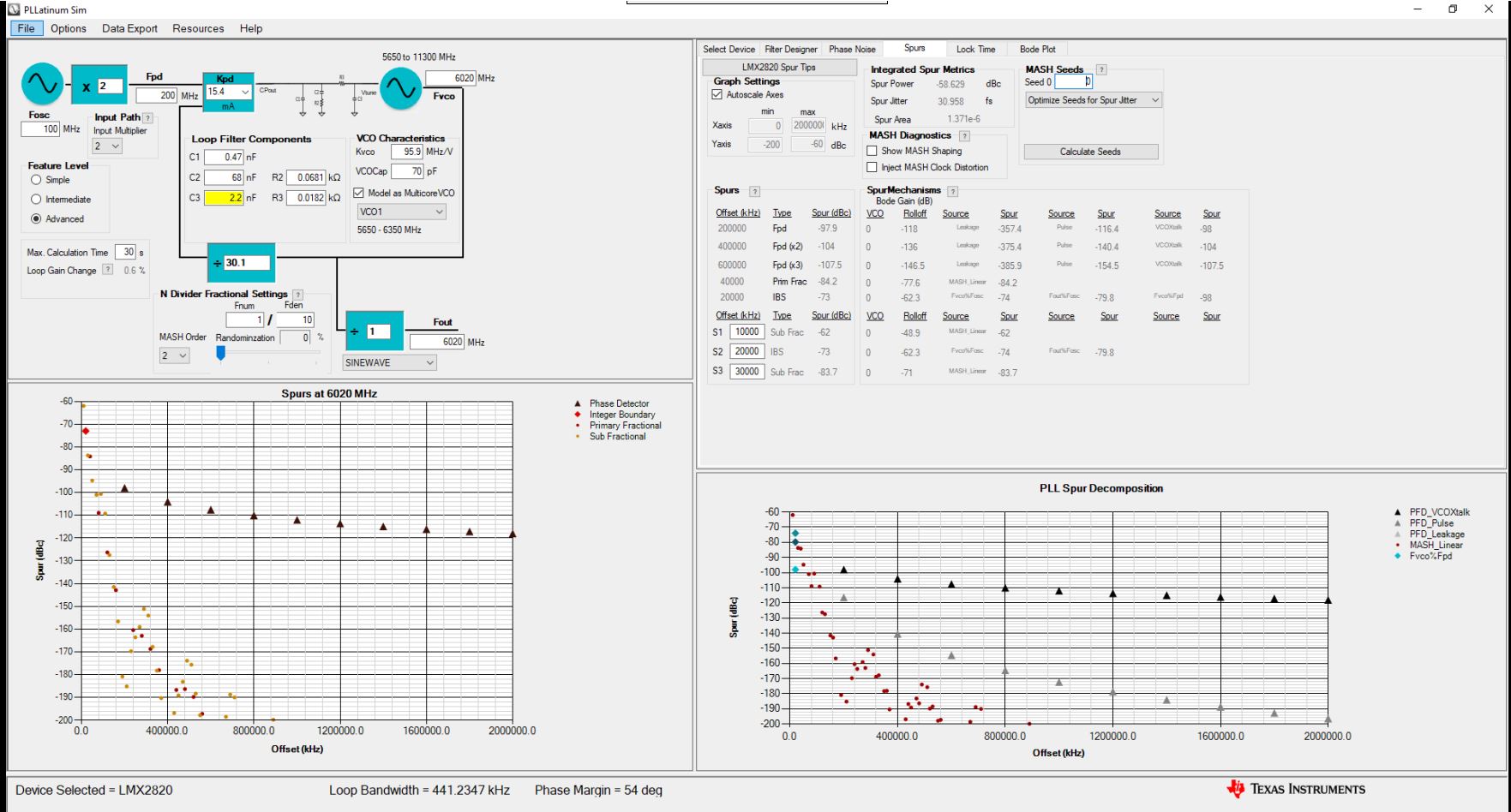 LMX2820 MASH_SEED 為 0