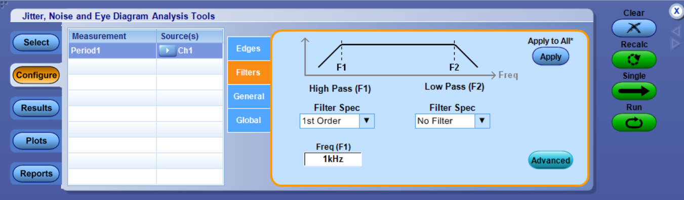 DPOJET 時鐘恢復濾波器配置