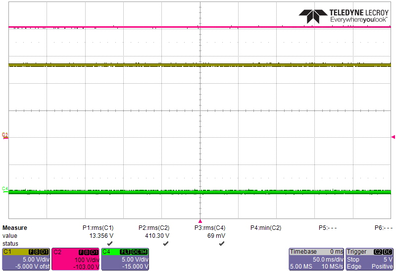  在高側 (Q1) 運行 PFC 慢速開關的原始電路波形