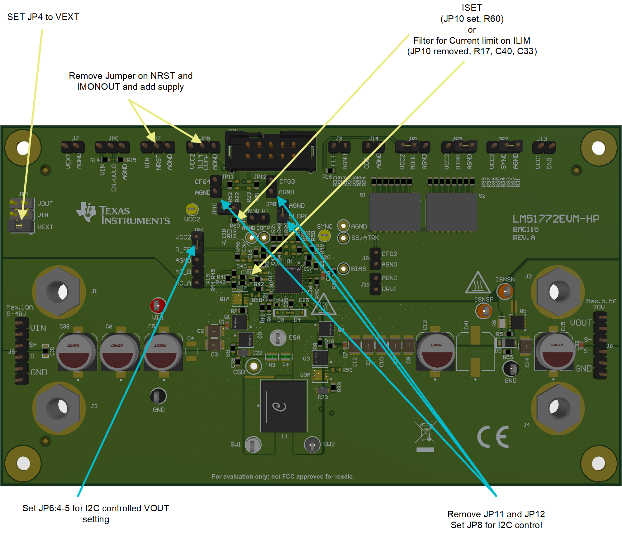  用于使用 I2C 的備用操作的 EVM 設置和控制元件