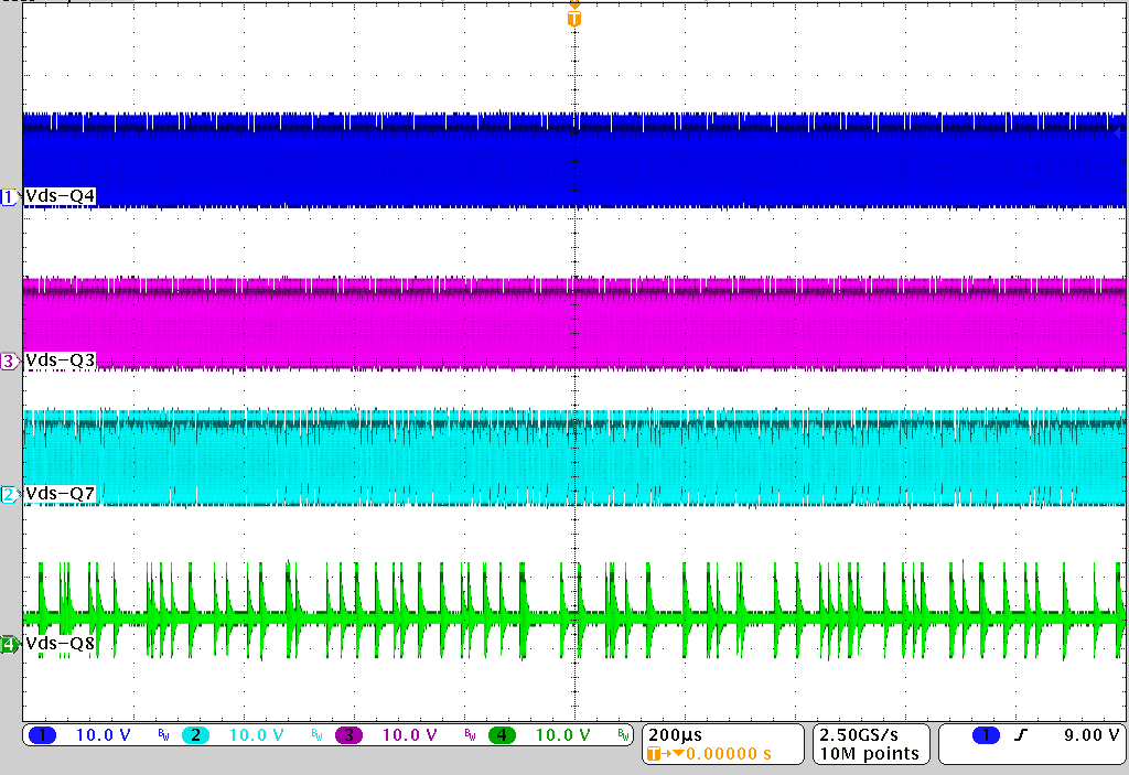  PFM + 切相，1.2A 負載下的開關節點