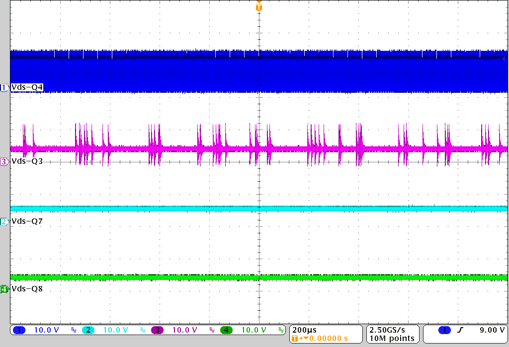  PFM + 切相，0.5A 負載下的開關節點