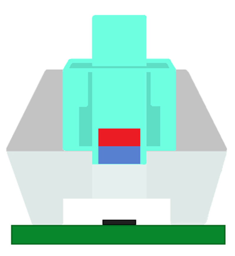  磁性按鍵未按下時的霍爾效應傳感器