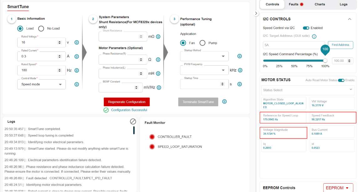  SmartTune 配置成功和 SPEED_LOOP_SATURATION