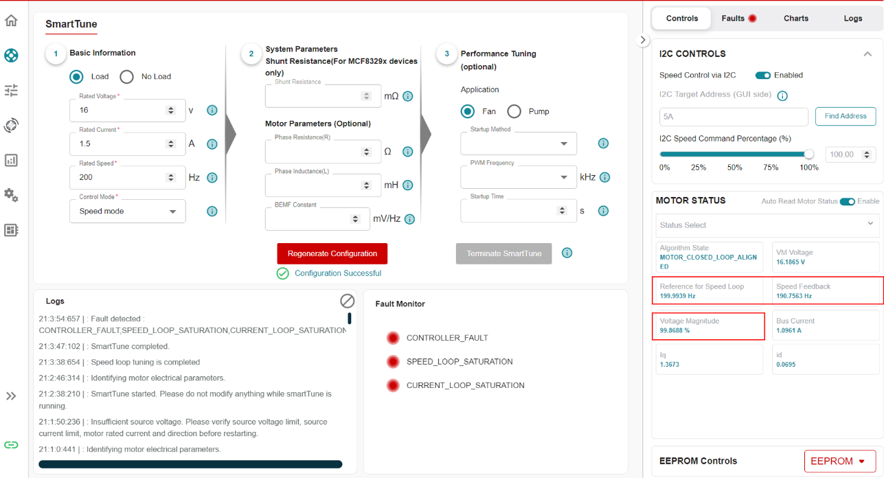  SmartTune 配置成功，SPEED_LOOP_SATURATION 和 CURRENT_LOOP_SATURATION
