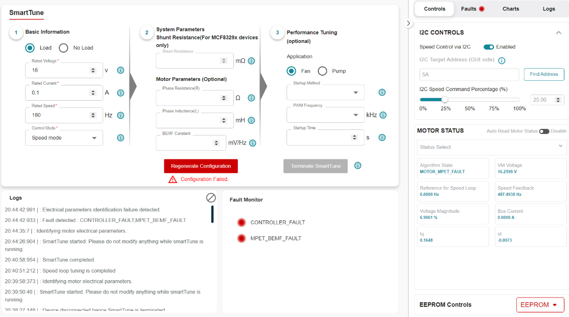 SmartTune 配置失敗和 MPET_BEMF_FAULT