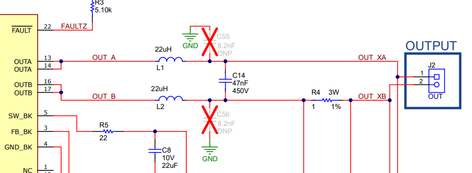  ULC1001-DRV2911EVM 中 LCS-FL-RNG15 的默認(rèn) LC 濾波器