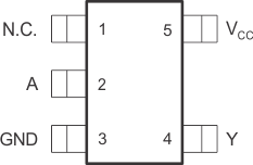 SN74LVC1G07-Q1 DBV 或 DCK 封裝5 引腳 SOT-23 或 SC70頂視圖
