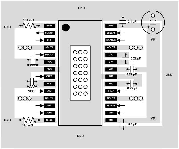 DRV8818 Layout Example Schematic
