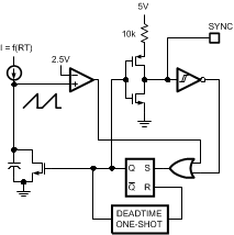 LM5574 Simplified Oscillator Block Diagram and Sync I/O Circuit