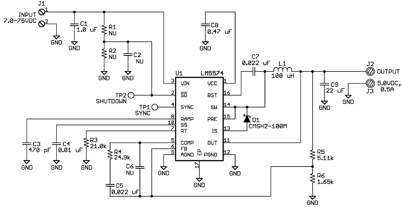 LM5574 LM5574 Reference Schematic