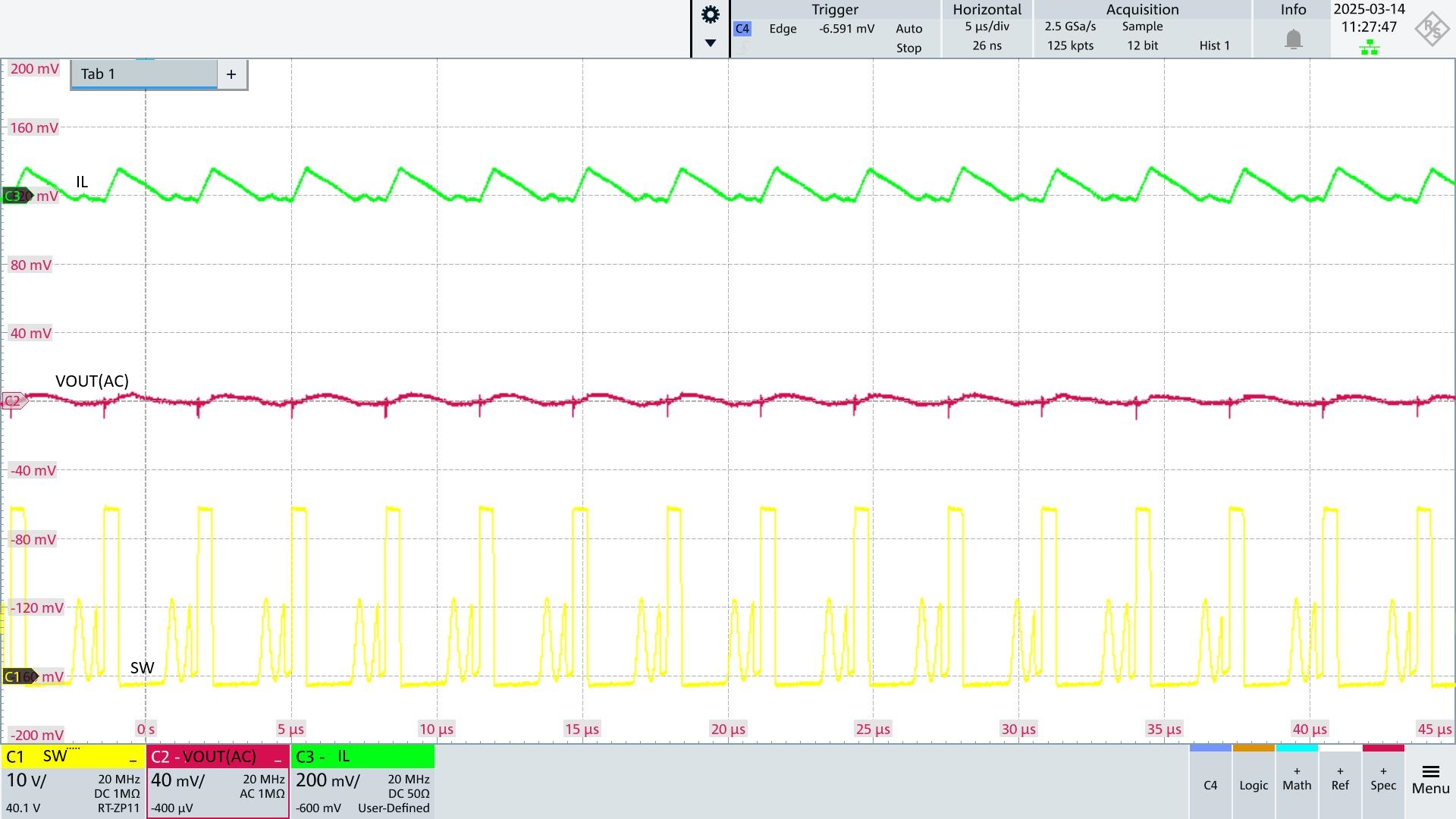 LM5574 DCM Steady State Ripple