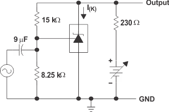 TL1431-SP Test Circuit
for Voltage Amplification GUID-5E690464-B8DC-49A4-B2B6-E87E34177D7F-low.gif