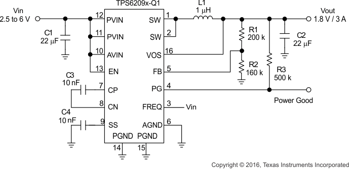 TPS62090-Q1 1.8-V Adjustable Version Operating at 1.4 MHz