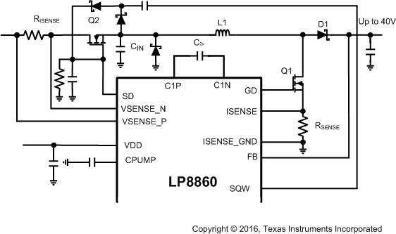 LP8860-Q1 Using nFET for Power-Line Control