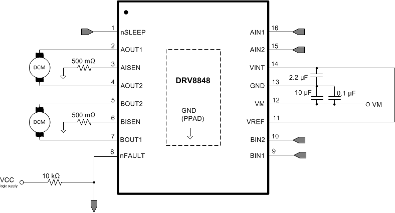 DRV8848 典型應(yīng)用原理圖