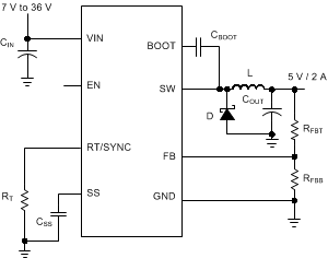 LMR14020 應(yīng)用電路，5V 輸出