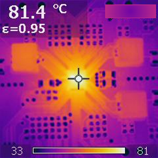 TPS65263-Q1 Thermal Signature of TPS65263-Q1EVM Operating GUID-6469BBD7-B33D-46A5-A916-9BFBA2FCD0BC-low.png