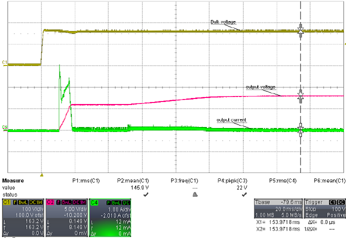 LM5021-Q1 Bulk Voltage, Output Voltage and
Output Current LM5021-Q1 appcurve2_lm5021.png
