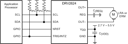 DRV2624 I2C 控制（含可選的內部引腳）