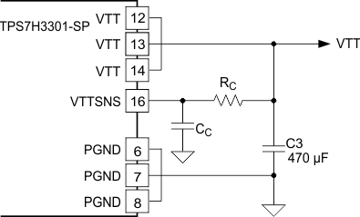 TPS7H3301-SP VTTSNS 的 R-C 濾波器