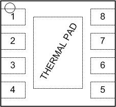 LM27761 DSG 封裝8 引腳 WSON（帶散熱焊盤）頂視圖