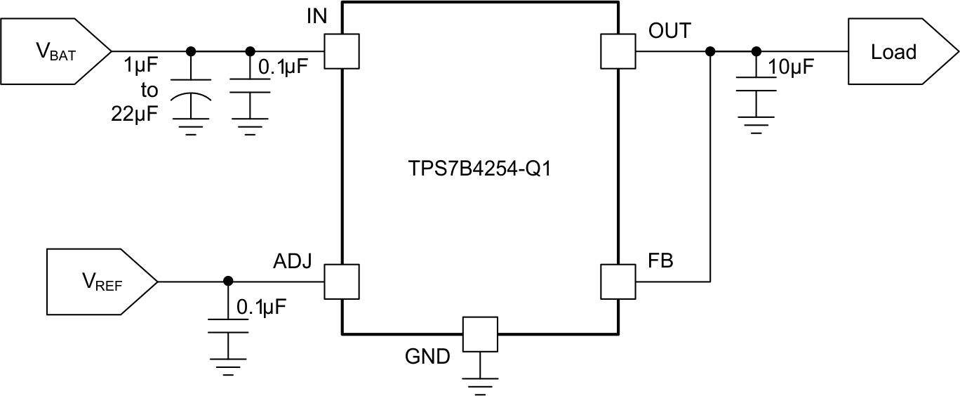 TPS7B4254-Q1 輸出電壓等于參考電壓