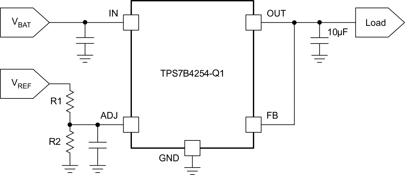 TPS7B4254-Q1 低于參考電壓的 OUT 電壓