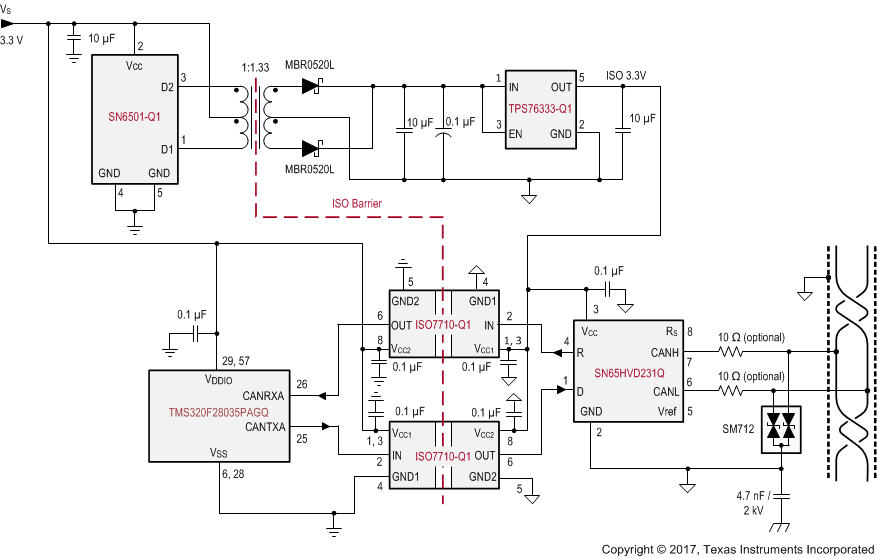 ISO7710-Q1 Isolated CAN Interface
