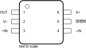 TLV9061 TLV9062 TLV9064 TLV9061S DBV 封裝，6 引腳 SOT-23（頂視圖）