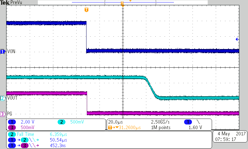 TPS22971 Turn-Off Response at
0.65 VIN TPS22971 0p65_Fall.png